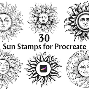 Sun Stamp Procreate, Sun Stamps, Procreate Brushes, Procreate Stamps, Procreate tattoo, Procreate tattoo stamps, Procreate Stamp, Sun tattoo