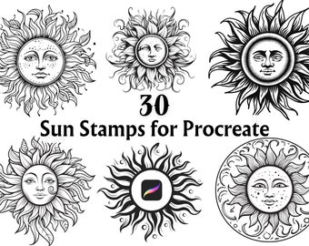 Sun Stamp Procreate, Sun Stamps, Procreate Brushes, Procreate Stamps, Procreate tattoo, Procreate tattoo stamps, Procreate Stamp, Sun tattoo