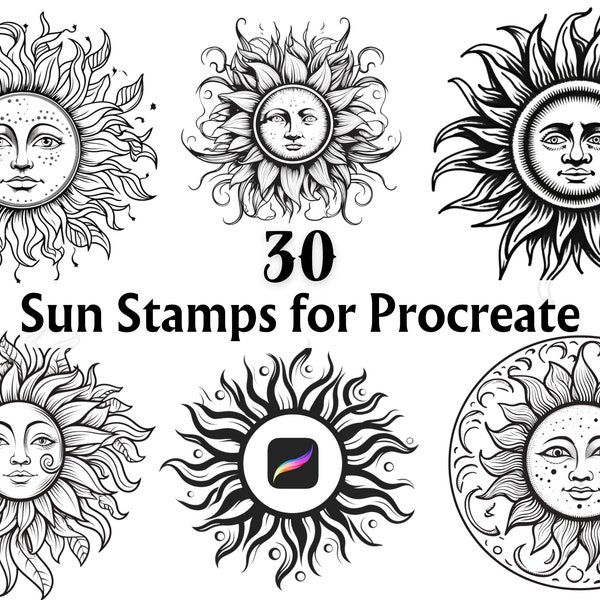 Sun Stamp Procreate, Tampons Soleil, Brosses Procreate, Tampons Procreate, Tatouage Procreate, Tampons Procreate Tatouage, Tampon Procreate, Tatouage Soleil