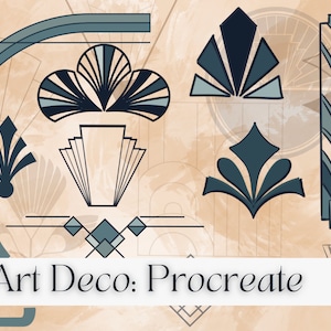 Selo Art Déco Procreate, Selos Procreate, Selos de arte em linha, Pincel Procreate, Tatuagem Procreate, Art Déco, selos geométricos, selos de decoração, ar