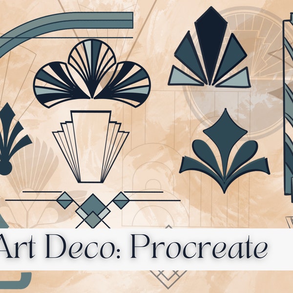 45 Art Deco Stamp Procreate, Procreate Stamps, Line Art Stamps, Procreate Brush, Procreate tattoo, Art Deco, geometric stamps, decor stamps