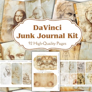 Da Vinci junk journal, Leonardo Da Vinci, Renaissance Faire, Renaissance Junk Journal, Junk Journal Kit, Scrapbooking, Da Vinci Journal,