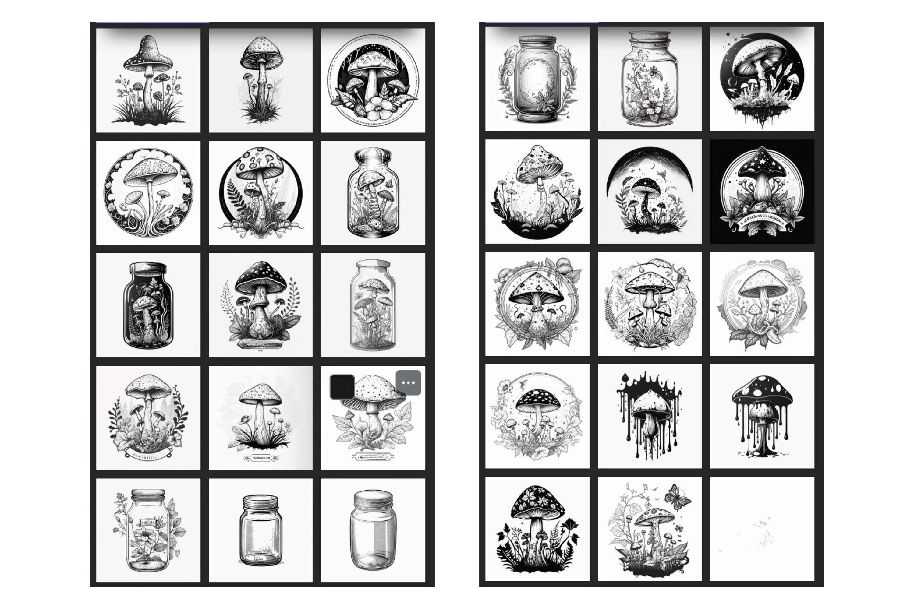 87 Mushroom Stamps for Procreate, Mushroom Stamp, Procreate Tattoo ...