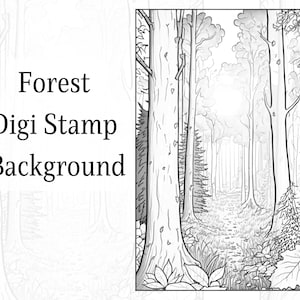 Fond de timbre numérique forêt, timbre numérique, timbre procréer, fond procréer, tampon numérique, png, fabrication de cartes, page à colorier, scrapbooking