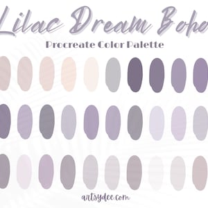 Procreate Color Palette Purple, Procreate Color Palette Pastel, Muted Color palette, Procreate Color, Procreate Swatches, Procreate purple,