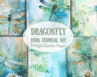 Libelle Junk Journal, Libelle Journal Papier, Junk Journal Kit, Junk Journal Papier, Art Journal Papier, Kartenherstellung, Scrapbooking, Printab