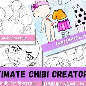 112 Ultimative Chibi Ersteller Stempel für Procreate, Chibi Poses, Chibi Kleidung, Procreate Anime, Procreate Pinsel, Procreate Chibi Stempel,