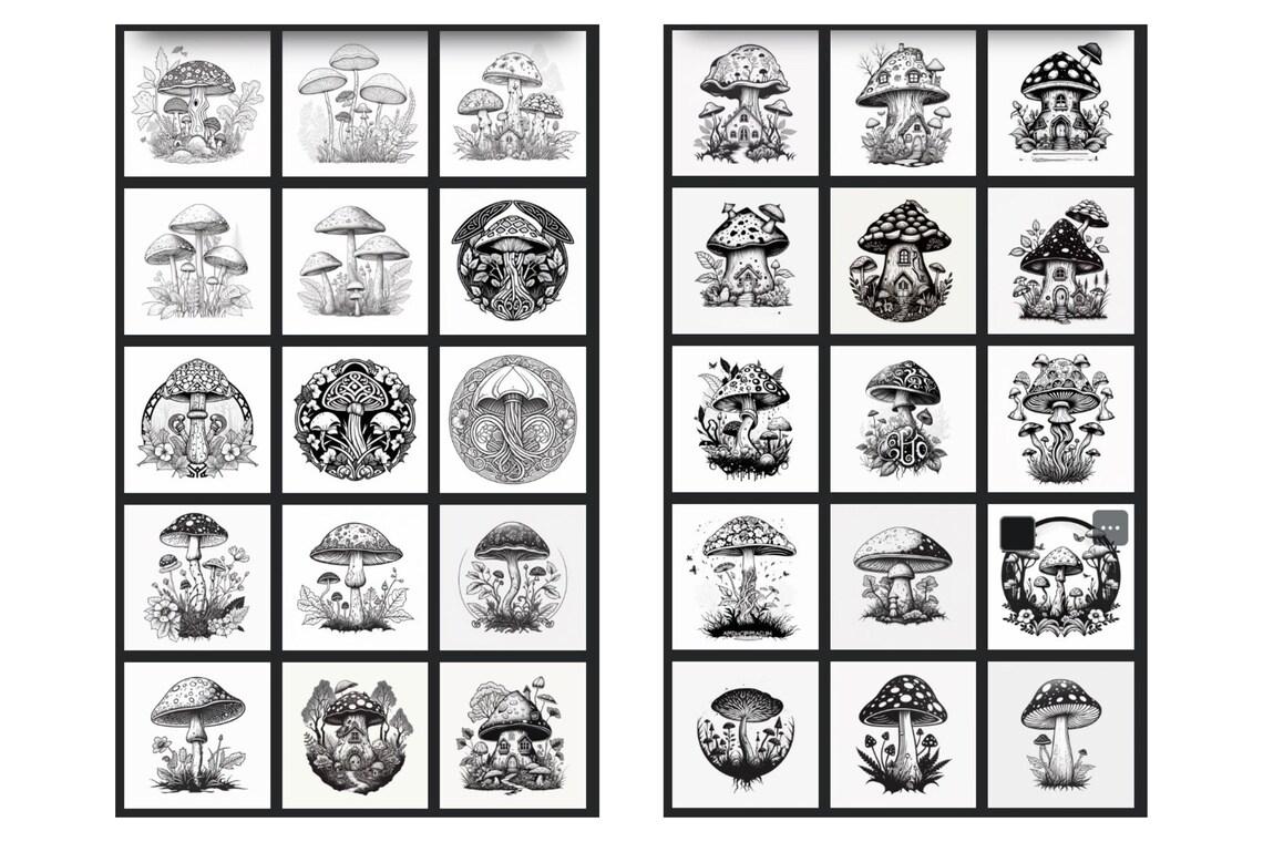 87 Mushroom Stamps for Procreate, Mushroom Stamp, Procreate Tattoo ...