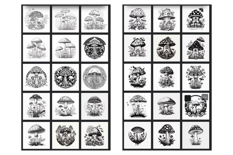 87 Mushroom Stamps for Procreate, Mushroom Stamp, Procreate Tattoo ...