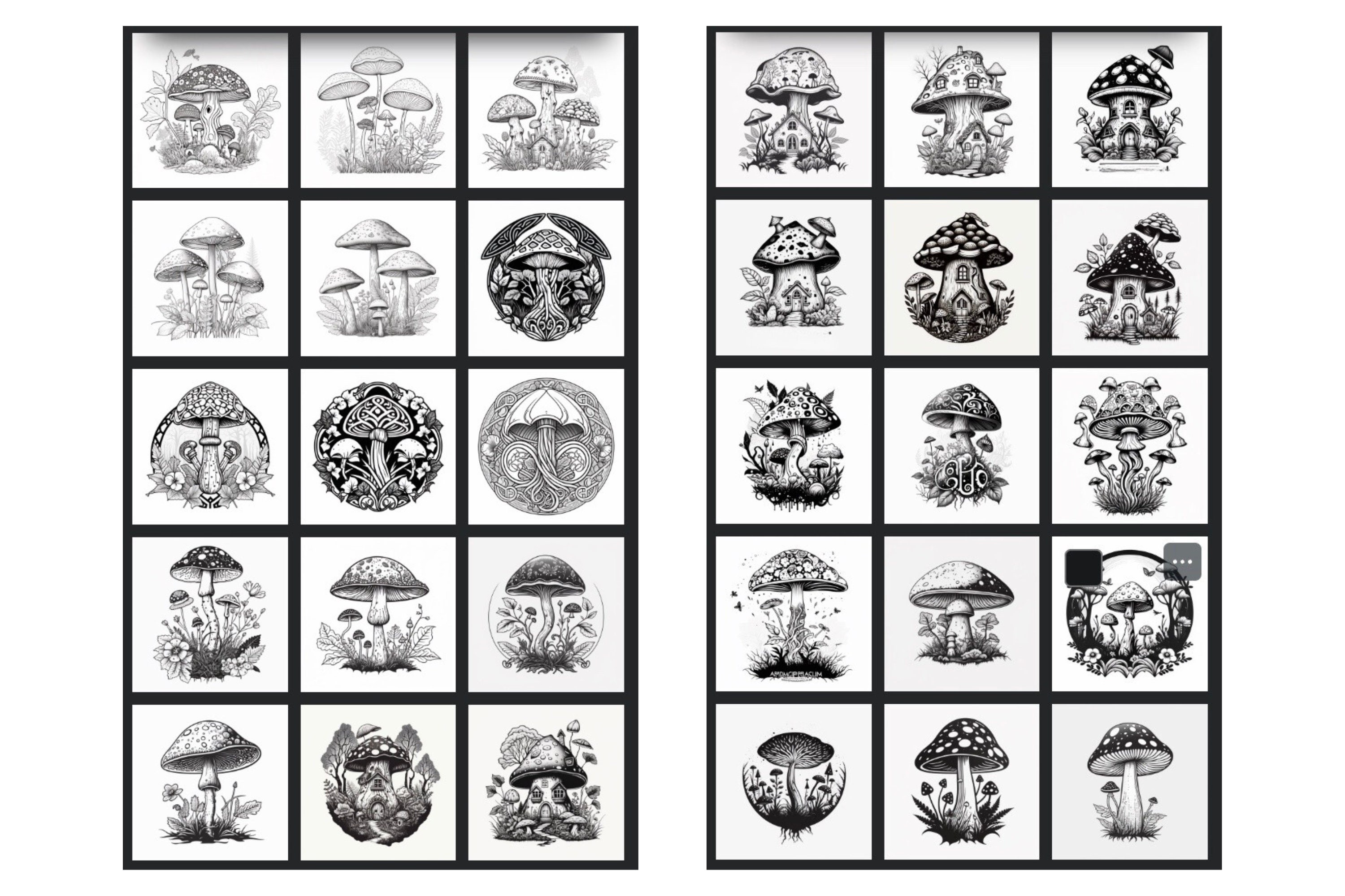 87 Mushroom Stamps for Procreate, Mushroom Stamp, Procreate Tattoo ...