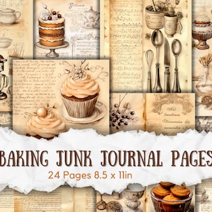 Baking Junk Journal, Baking Journal, Junk Journal Pages, Cooking Junk Journal, Herb Junk Journal, Junk Journal Cookbook, Vintage Journal pag