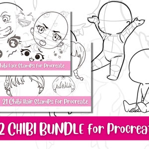 62 Chibi Stamps Bundle Procreate, Chibi Procreate BUNDLE, Chibi Body Stamp Procreate, Procreate Anime, Procreate Brushes, Procreate stamps
