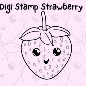 Digi Stamp Strawberry, Digi Stamp, Digital Stamps, Procreate Stamps, Strawberry Stamp Procreate, Card Making, Digi stamps, strawberry png