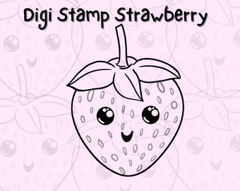 Digi Stamp Strawberry, Digi Stamp, Digital Stamps, Procreate Stamps, Strawberry Stamp Procreate, Card Making, Digi stamps, strawberry png