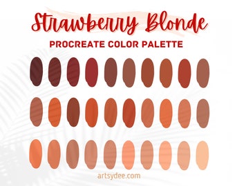 Strawberry Blonde Hair Color Palette Procreate, Hair Color Swatch, Blonde Hair Color, Digital Downloads, Procreate Color Palette, color pale