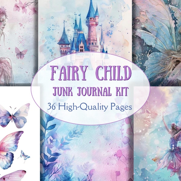 Fairy Child Junk Journal Kit, Fairy Junk Journal Pages, Child Junk Journal, Junk Journal Kit, Junk Journal, Fairy Journal, Scrapbooking