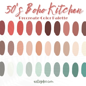 Procreate Color Palette Boho | procreate retro color palette | 50&#39;s Color Palette | Color Swatches |  Procreate Color | Procreate Swatches