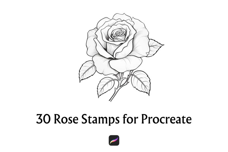 30 Rose Procreate Stamps, Floral Tattoo Brush Set for Ipad, Botanical ...