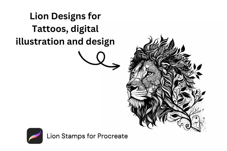 Lion Procreate Stamp, Lion Stamps, Lion and Cubs Tattoo Procreate