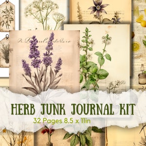 Pages de journal indésirable herbes, jardin de fines herbes, kit de journal indésirable, journal indésirable, journal d'apothicaire, journal indésirable numérique, journal à base de plantes