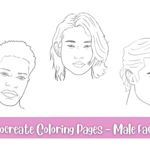 Male Color Pages Procreate, Procreate Coloring Page, Digital Coloring book, Digital coloring pages, Printable coloring, procreate portrait