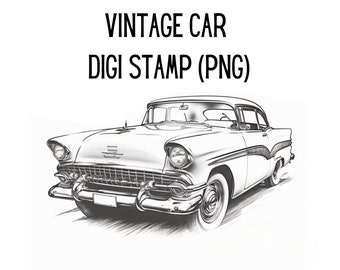 Digi Stamps Backgrounds, Vintage Car Stamp, Procreate Stamps, PNG, Digital Download, Father's Day, Card Making, Scrapbooking/Coloring Page