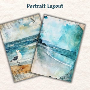Vintage Seascapes Junk Journal Pages, Ocean Junk Journal, Deeep Blue Sea, Ocean Journal, Scrapbook Supplies, Card Making, Journal Ephemera image 9