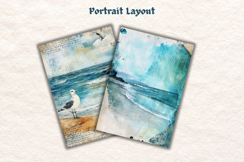 Vintage Seascapes Junk Journal Pages, Ocean Junk Journal, Deeep Blue Sea, Ocean Journal, Scrapbook Supplies, Card Making, Journal Ephemera image 9