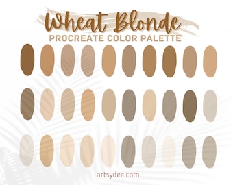 Wheat Blonde Hair Color Palette Procreate, Hair Color Swatches, Blonde Hair Color, Digital Downloads, Procreate Color for Digital Art