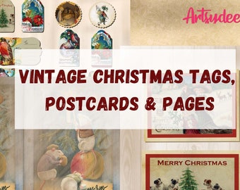 Christmas Junk journal Kit, Christmas Ephemera, Vintage Christmas Tags, Journal Ephemera, Junk Journal Printables, junk journal Christmas