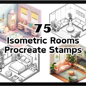 Isometric Procreate, Isometric Rooms, Isometric Procreate Stamps, Rooms Procreate, Furniture Procreate, Isometric, Procreate Isometric