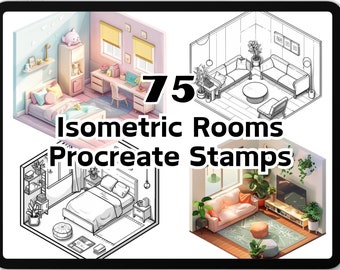Isometric Procreate, Isometric Rooms, Isometric Procreate Stamps, Rooms Procreate, Furniture Procreate, Isometric, Procreate Isometric