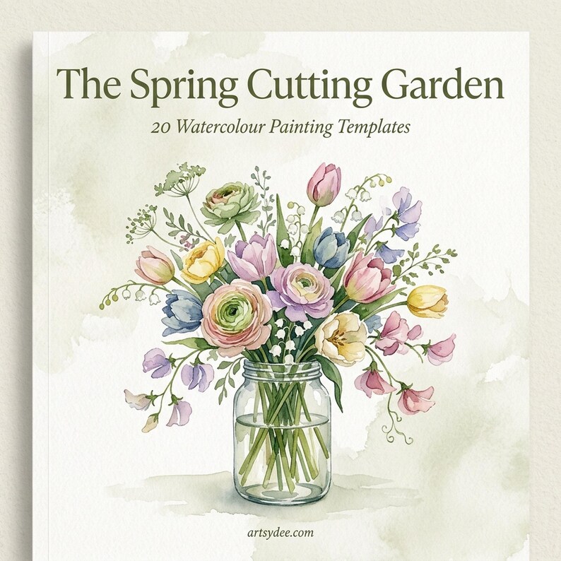 How to Paint Cottage Garden Flowers | 20 Printable Watercolour Templates + Video Lesson | Beginner Painting Outlines image 1