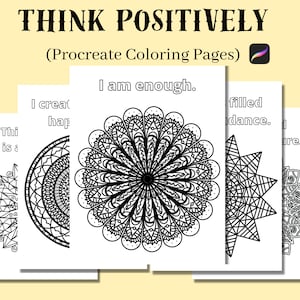 Denken Sie positiv Ausdrucke, Procreate Malvorlagen, Malvorlagen, Digitale Färbung, Procreate PNG, Färbung für Erwachsene, Positive Affirmation