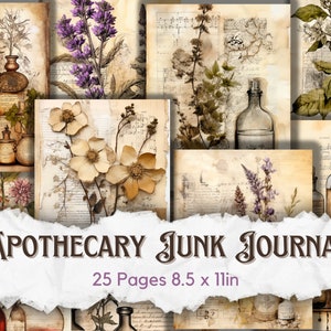 Apothecary Junk Journal, Junk Journal Kit, Vintage Apothecary, Herb Junk Journal, Apothecary Journal, Junk Journal Pages, Apothecary paper