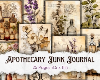 Apothecary Junk Journal, Junk Journal Kit, Vintage Apothecary, Herb Junk Journal, Apothecary Journal, Junk Journal Pages, Apothecary paper