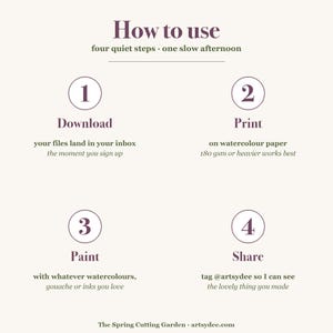 How to Paint Cottage Garden Flowers | 20 Printable Watercolour Templates + Video Lesson | Beginner Painting Outlines image 8