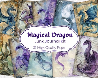 Drachen Junk Journal Kit, Drachen Junk Journal, Drachen Journal, Junk Journal Papier, Junk Journal, Art Journal Papier, Kartenherstellung, Scrapbooking