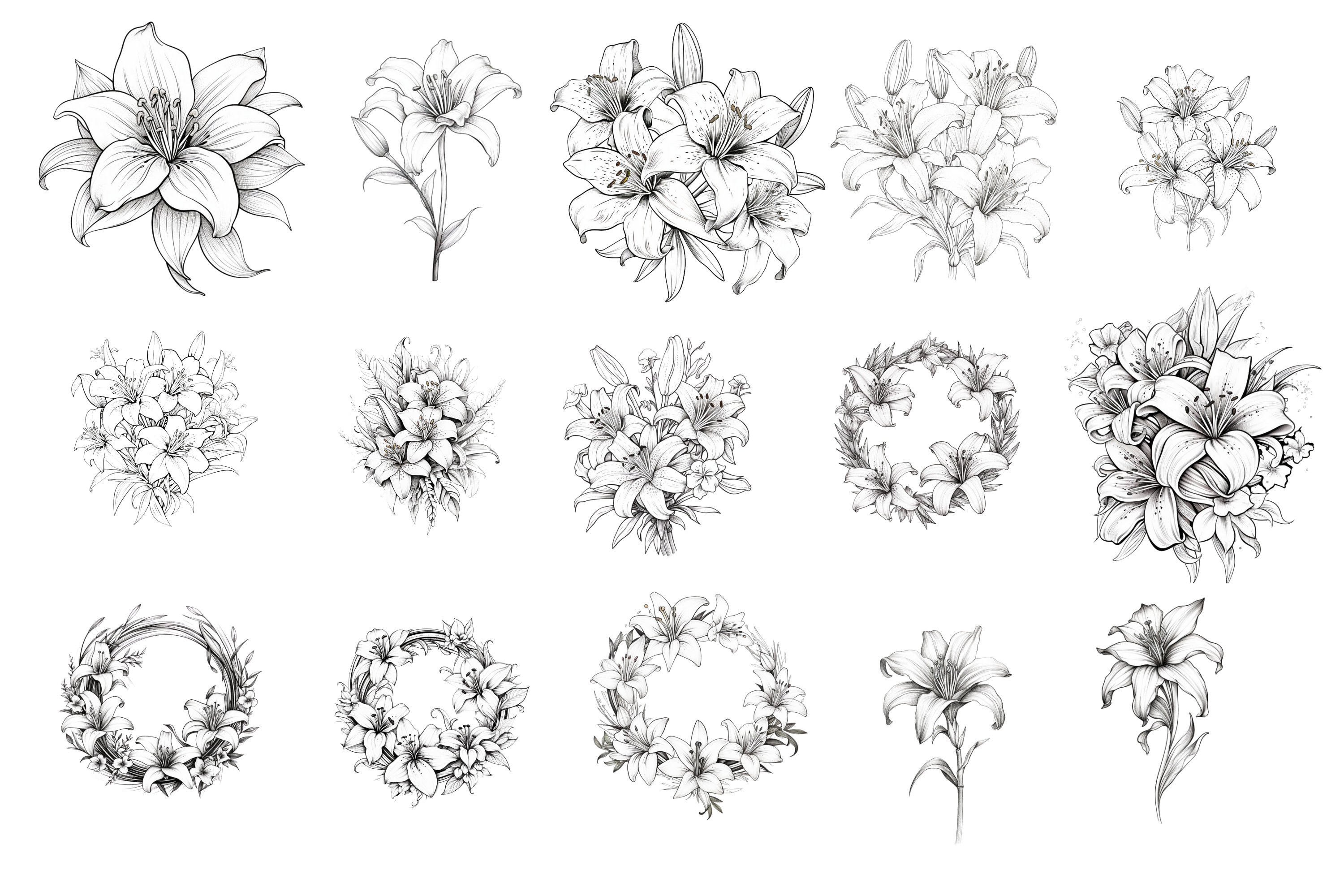 32 Lily Procreate Stamp Procreate Stamps Procreate Brushes Etsy