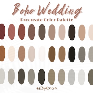 Procreate Wedding, procreate boho, Procreate Color Palette, Digital Downloads, Color Swatches,  Procreate Color, Procreate Swatches, Neutral
