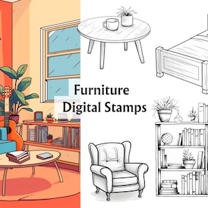 50 selos digitais para móveis, móveis, selos Digi, fundos de selos Digi, selos digitais, criação de cartões, álbum de recortes, página para colorir