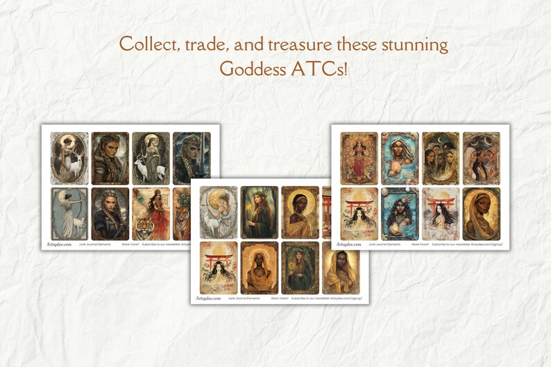 May include: A set of 12 colorful, illustrated cards featuring various goddesses. Each card has a unique design and features a different goddess. The cards are perfect for collectors, artists, and anyone who loves mythology.