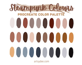 Steampunk Colour Palette, Procreate Palettes, Color Palette, Procreate, Steampunk, Neutral Palette, Digital Downloads, Procreate color