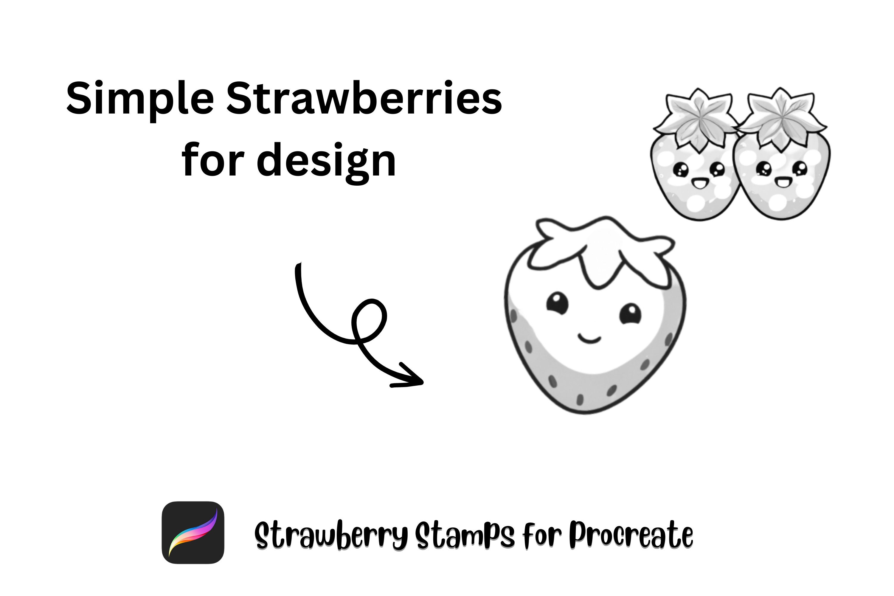 41 Cute Procreate Stamp, Strawberry, Cute Kawaii Stamps, Chibi Animals