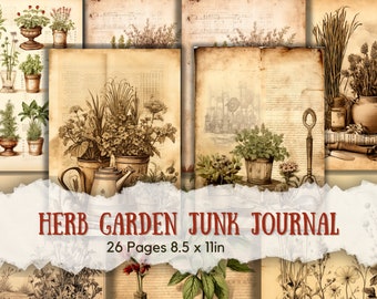 26 Herb Garden Junk Journal Pages, Herb Junk Journal, Junk Journal Kit, Junk Journal, Apothecary Journal, Junk Journal Digital,  Printables