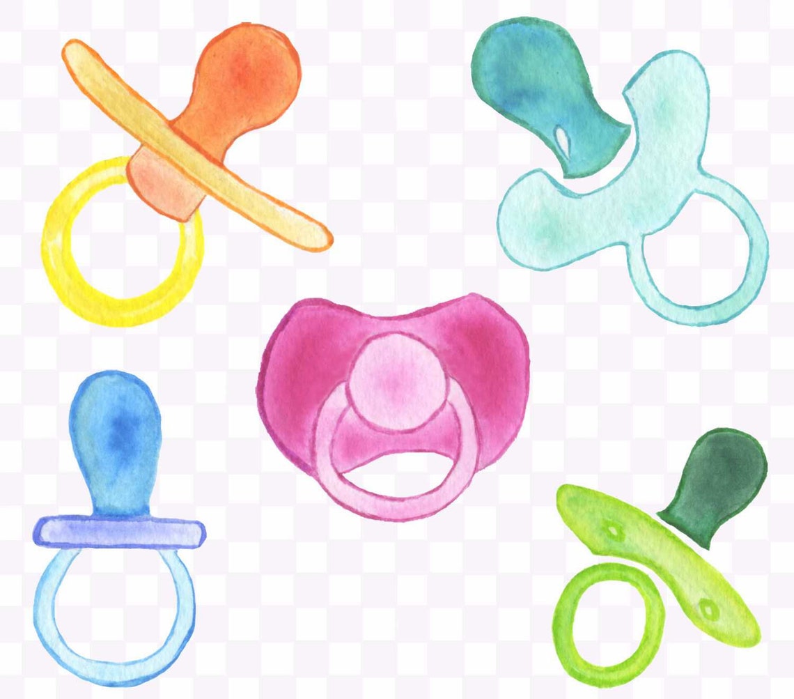 Pacifiers Watercolor Png, Transparent Background, Baby Pacifiers