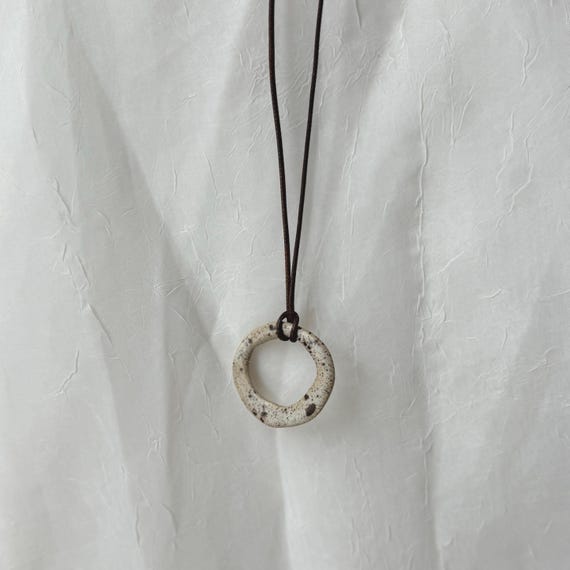 Organic Shape Ceramic Necklace - Handmade Necklace For Her Pendant Necklace Unique Handmade Necklace Pottery Gift For Birthday No Two Alike