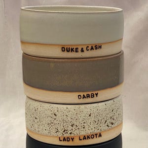 Customized Pet Bowl For Dog Dish Personalized Handmade Ceramic With Pet’s Name Stamped - MADE TO ORDER