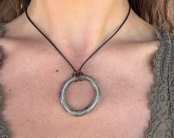 Custom Handmade Ceramic Pendant Necklace: Rustic Boho Clay Jewelry Made To Order