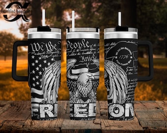 1776 Preamble Freedom Wrap New We The People SVG dla kubka 40oz Plik cyfrowy TYLKO Grawerowanie laserowe Sublimacja Patriotyczny Strachliwy Mężczyźni